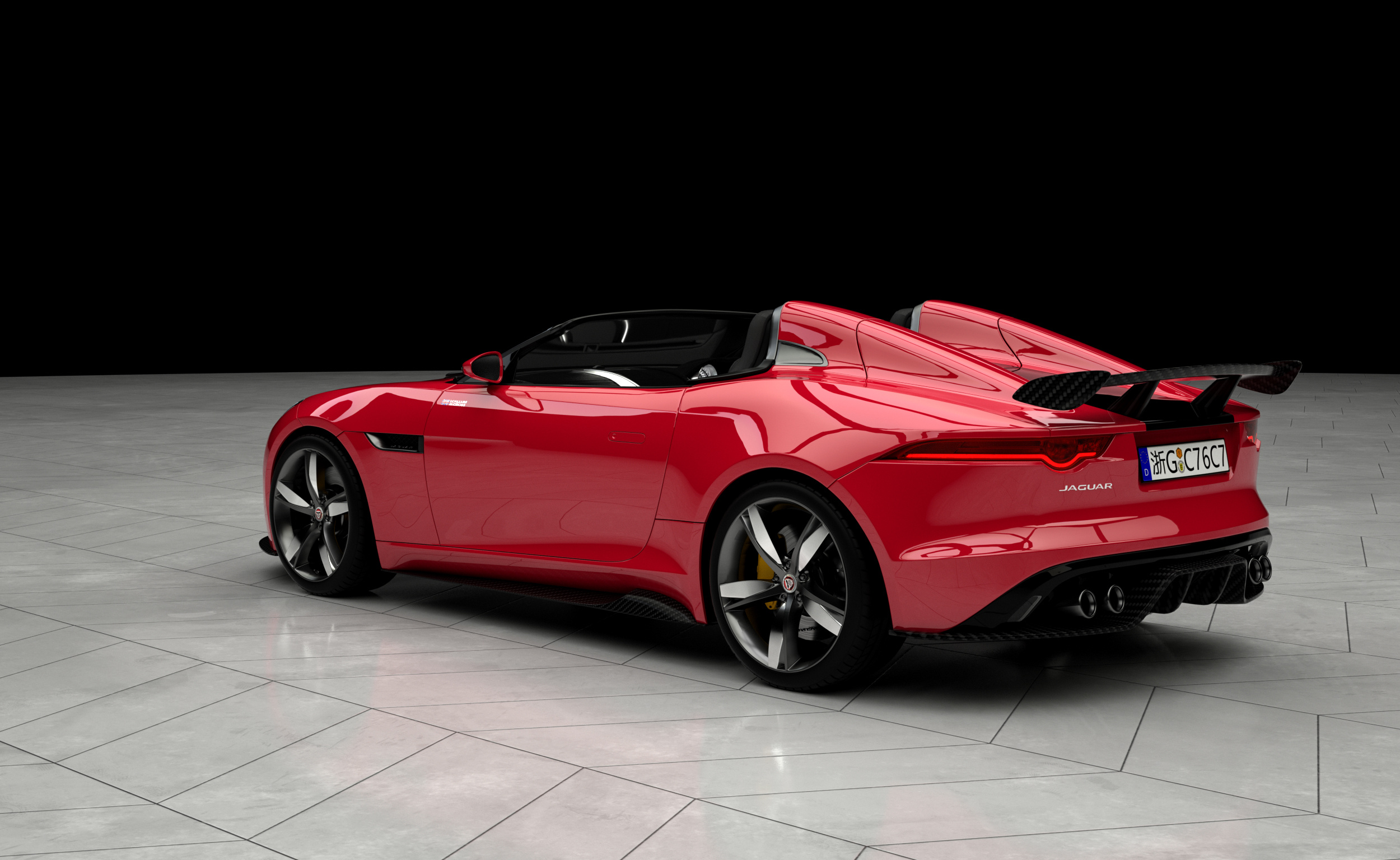 汽车渲染 跑车3d渲染 捷豹f-type红色渲染