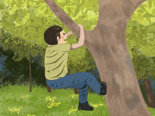 小孩爬树