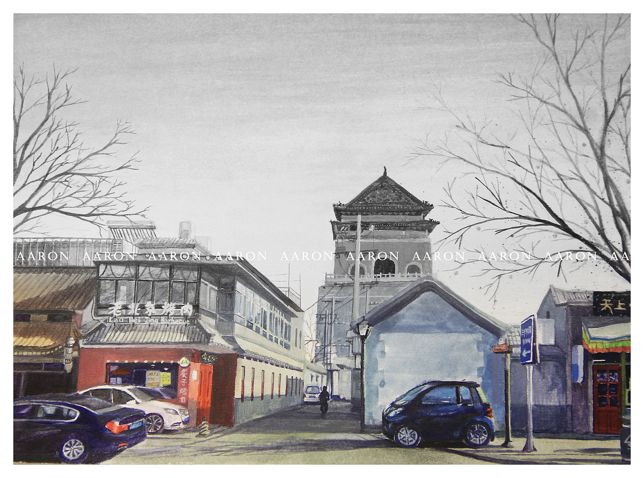 北京钟楼（图ZMTE0OTk4ODY4） - 艺术插画 - 站酷设计师Aaron092原创素材 - 站酷ZCOOL