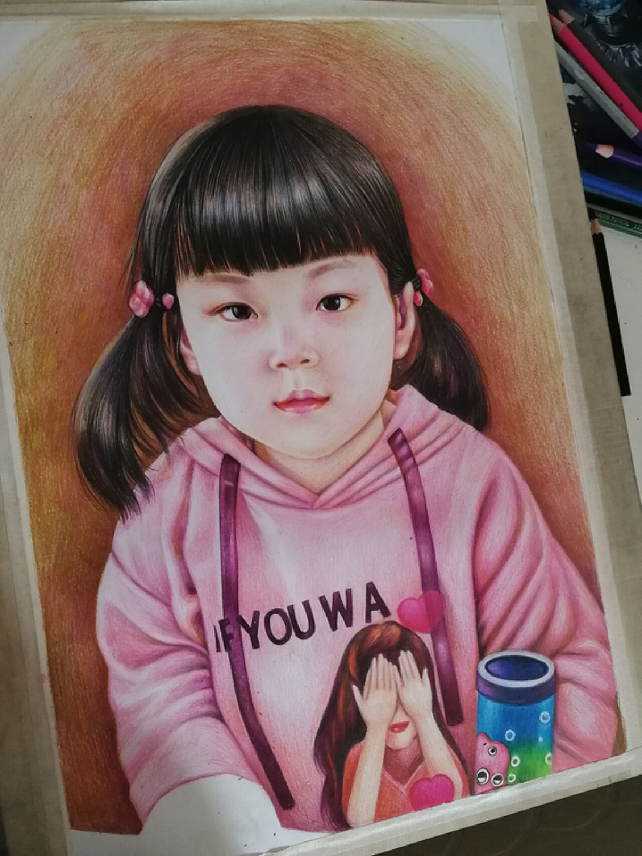 彩铅手绘儿童肖像画---叶青（过程）_yeqingms-站酷ZCOOL