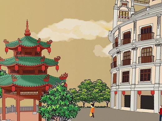 新春家年华-汕头景点手绘长图