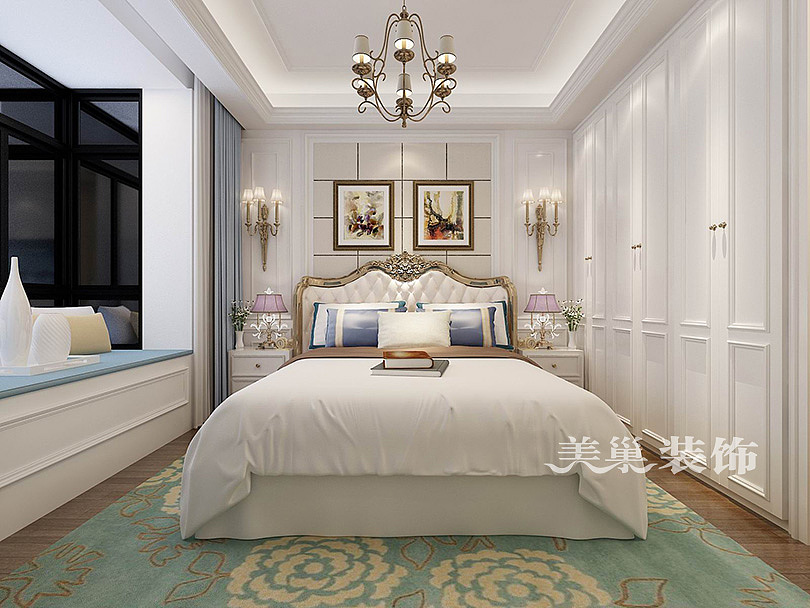 郑州永威翡翠城欧式风格装修样板间——主卧飘窗