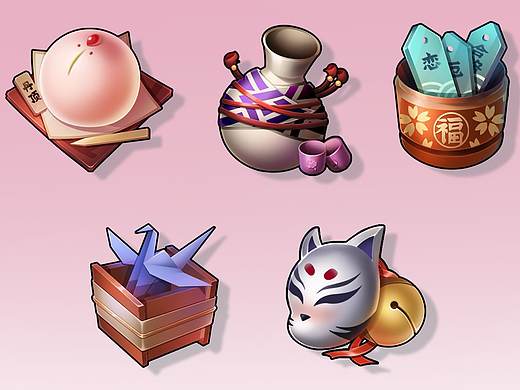 和风二次元可爱物品图标