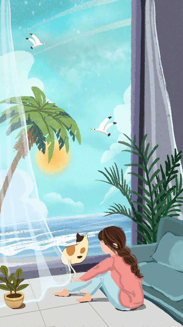 插画作品手绘插画网页h5长图详情页设计扁平风肌理课程