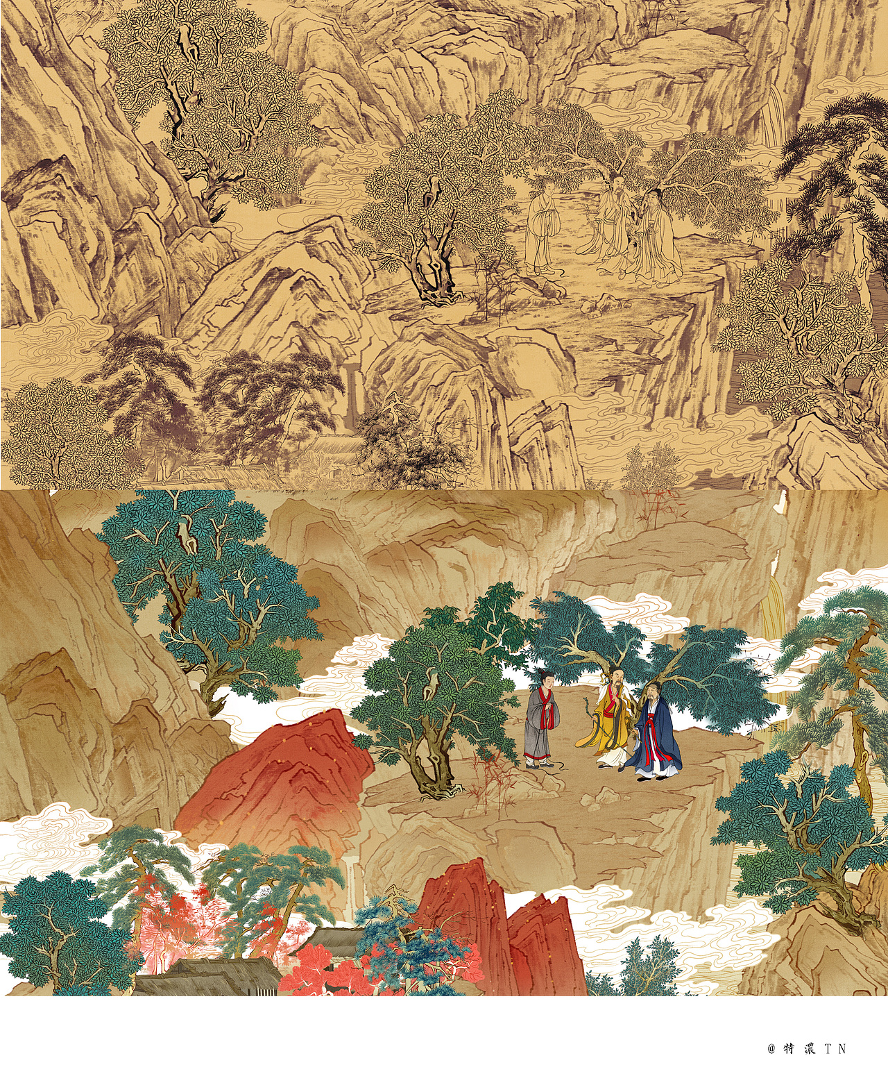 友邦×上博 九老会玉山子（图ZMjc3MjM3MTQw） - 商业插画 - 站酷设计师特浓TN原创素材 - 站酷ZCOOL
