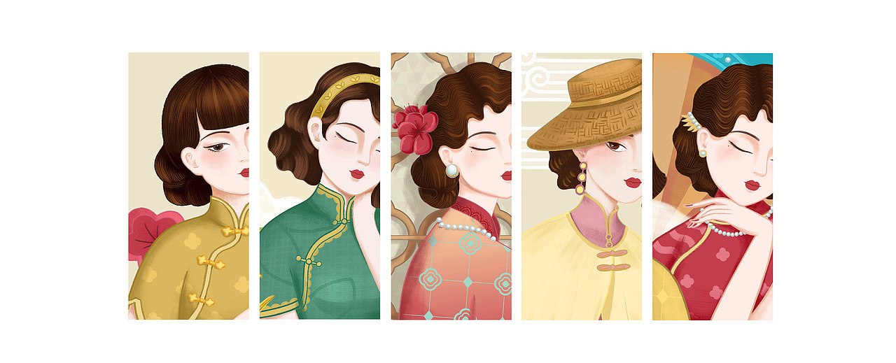 民国美女插画-中华米粉（图ZMjc5NjA4Mzg4） - 商业插画 - 站酷设计师余巧红原创素材 - 站酷ZCOOL