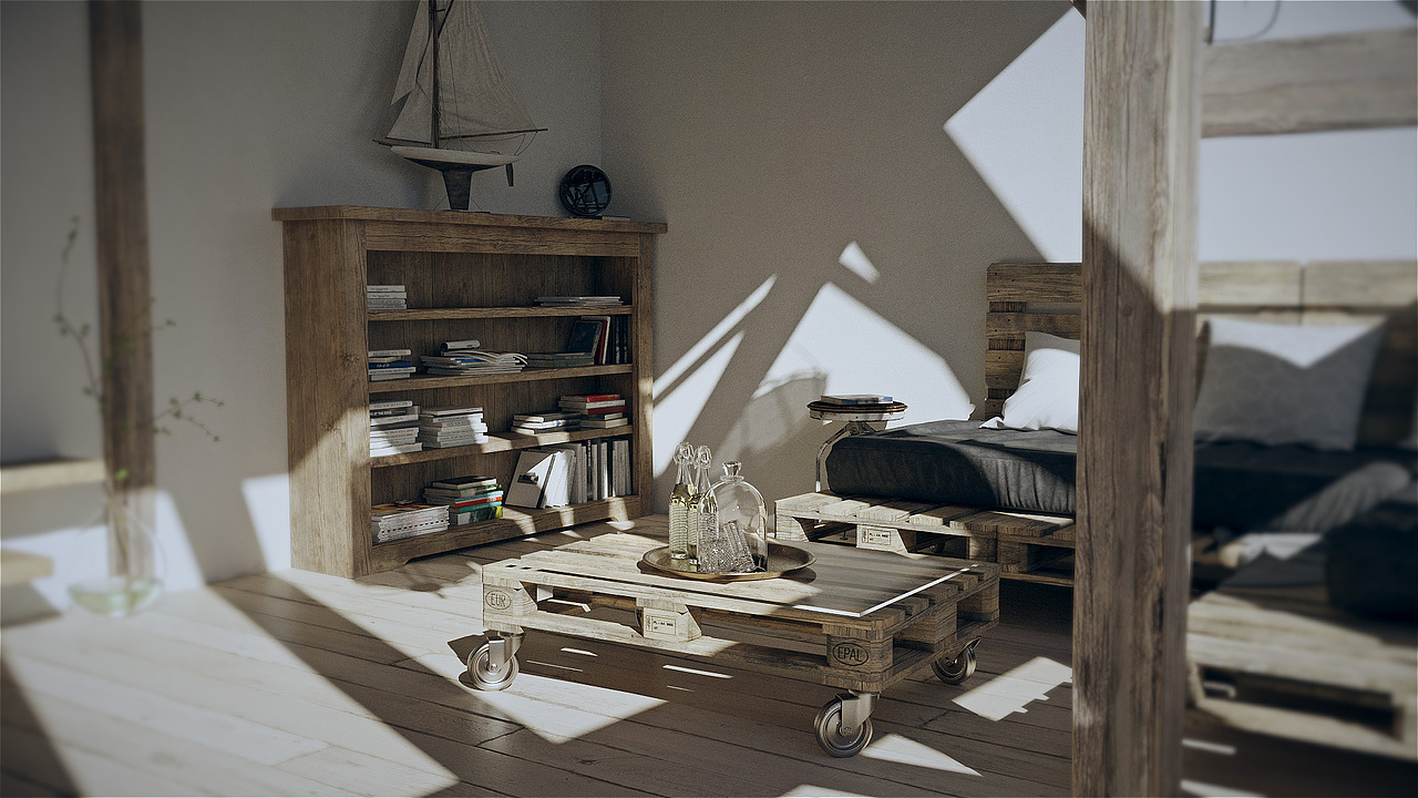 酒架/置物架 写实场景渲染