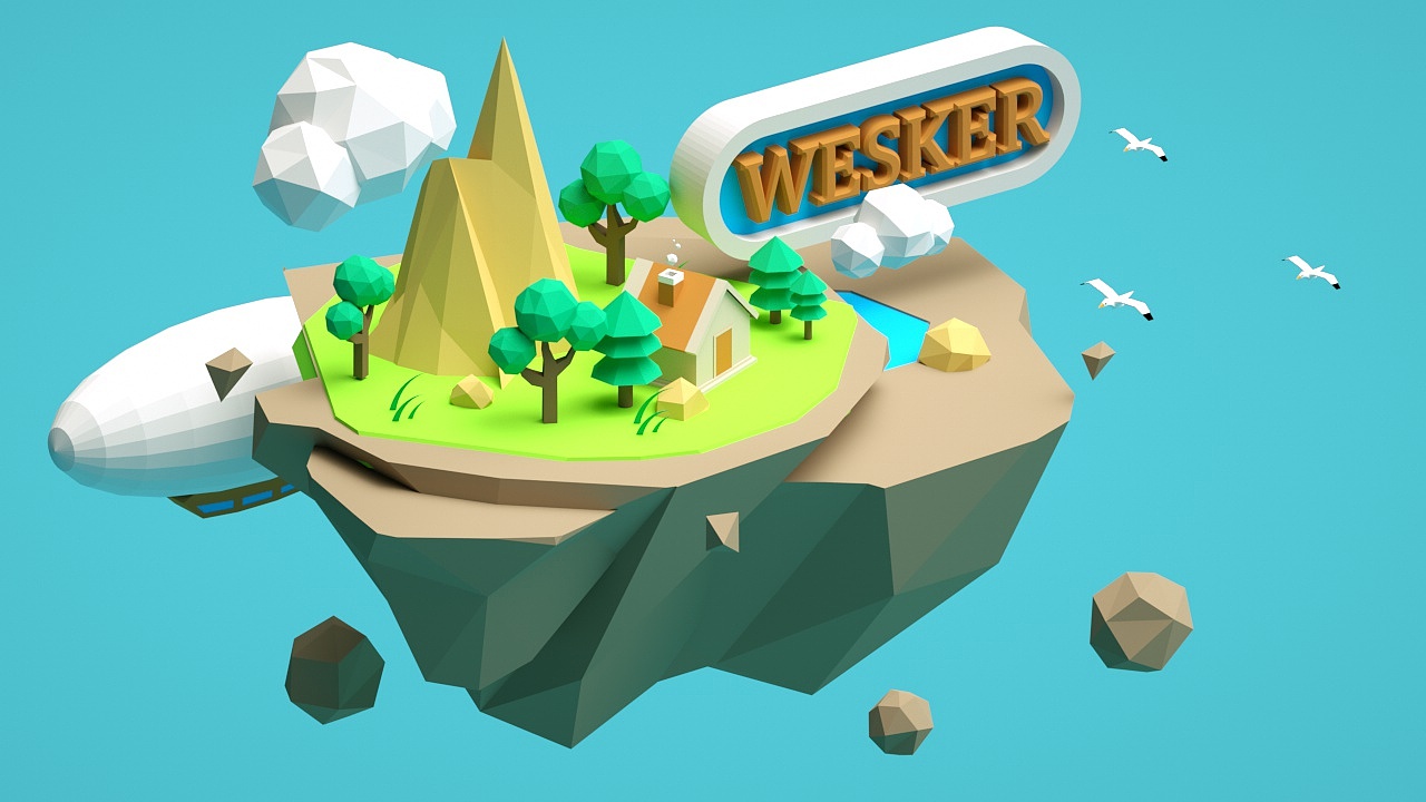 c4d lowpoly小岛练习