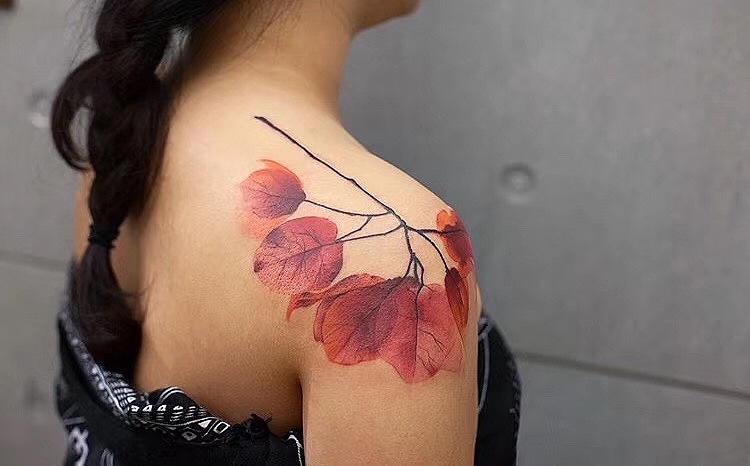 水墨写意中国风纹身赏析.水墨风格出自国画.国画分白描