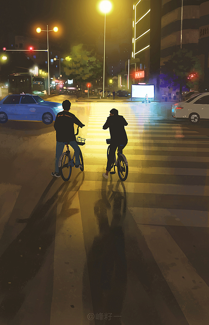 《骑公共自行车的两位青年》