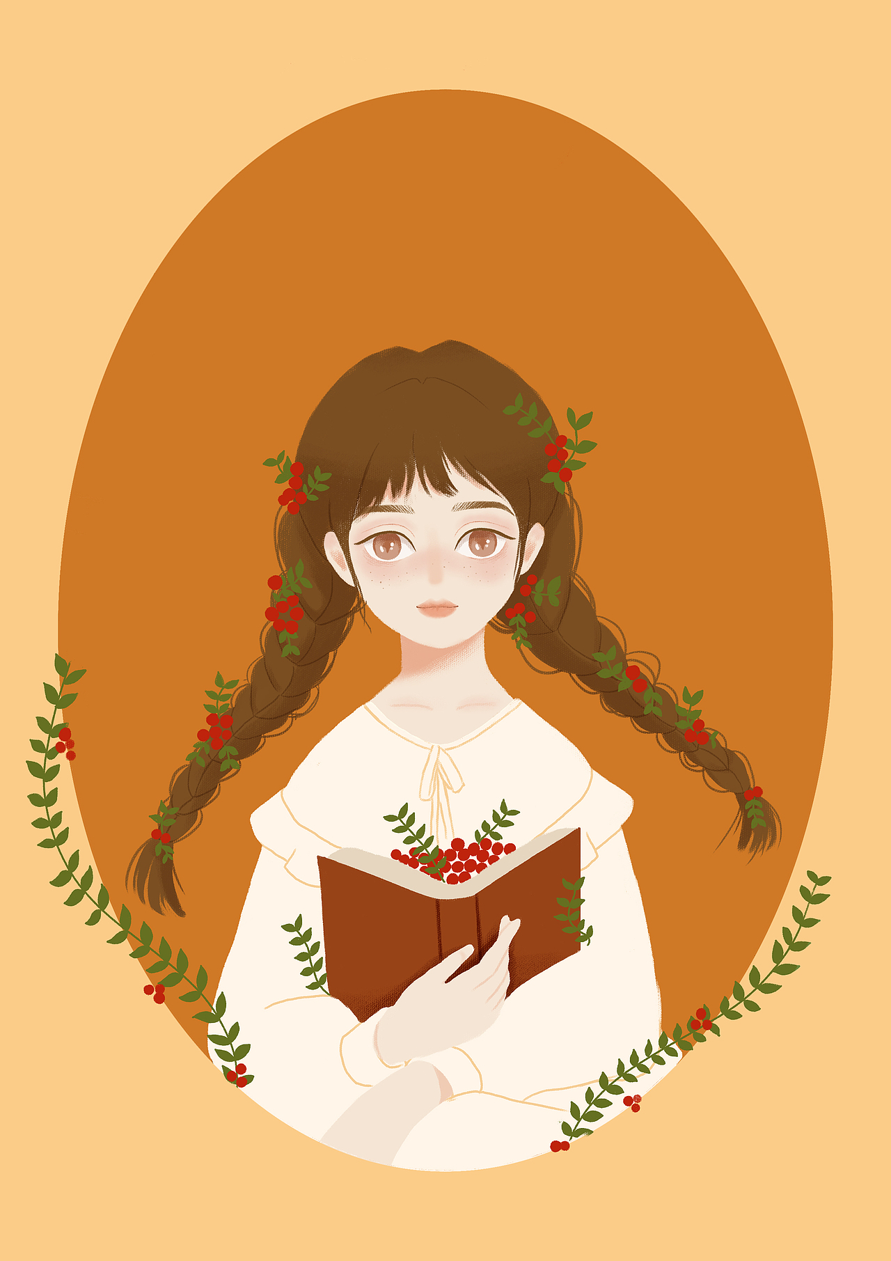 植物系列少女风插画（图ZMjk0MzE3NjY0） - 商业插画 - 站酷设计师二檬小姐原创素材 - 站酷ZCOOL