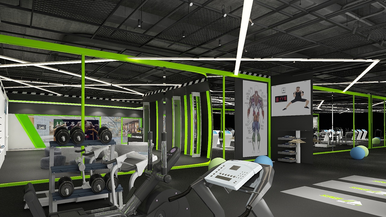 体速ems健身房室内效果图|空间|家装设计|拾吾创意 - 原创作品 - 站酷