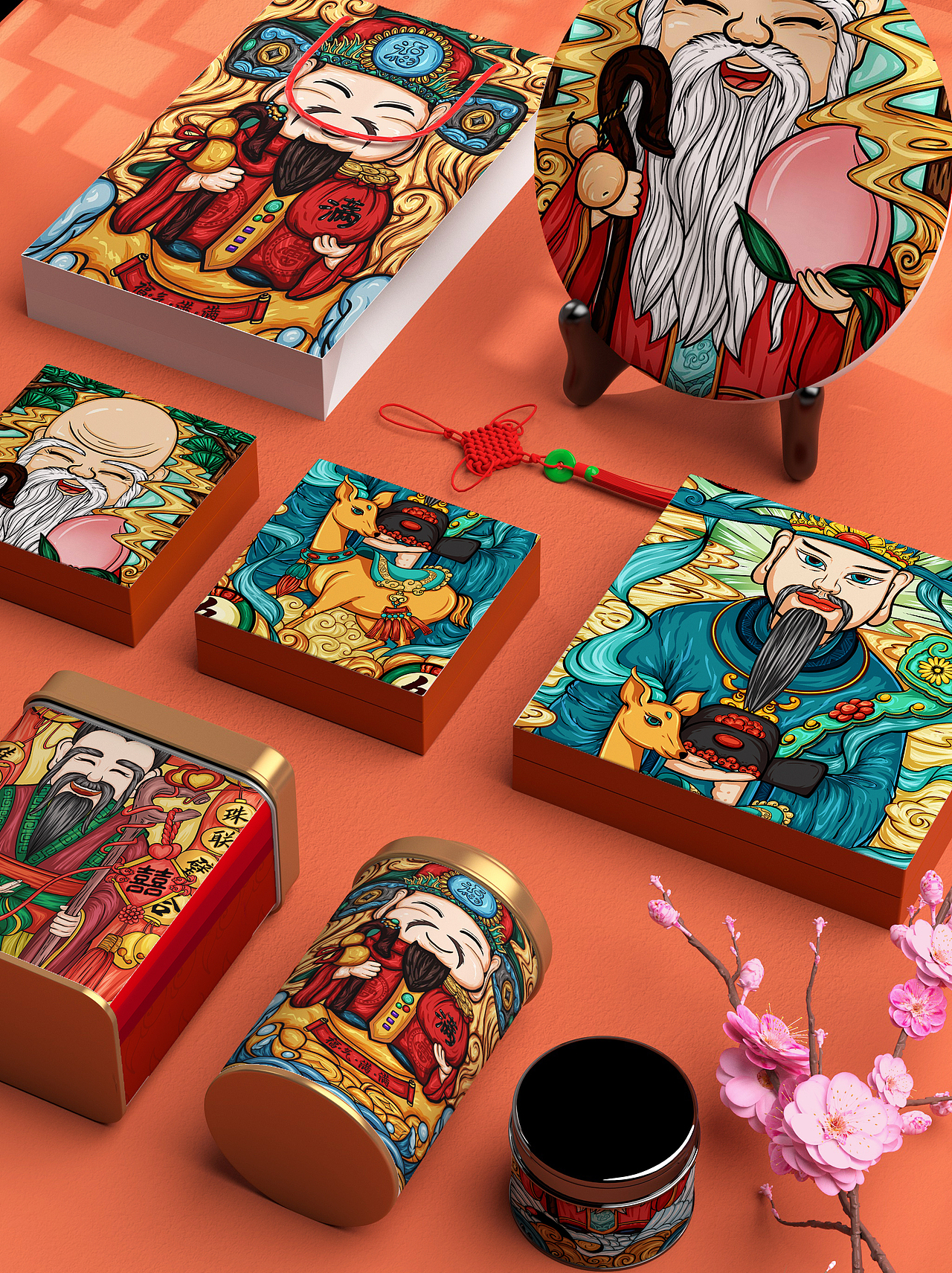 国潮 福寿禄禧（图ZMjgwOTQyMTY0） - 商业插画 - 站酷设计师纱漠原创素材 - 站酷ZCOOL