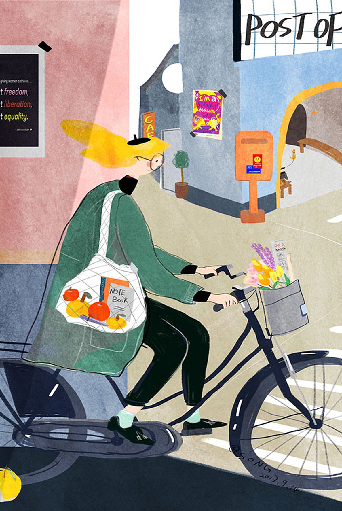 一个女孩的走走停停插画系列