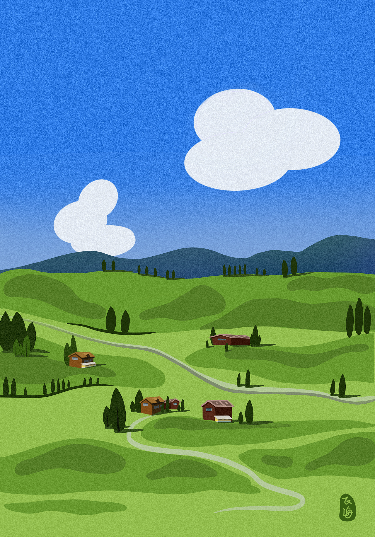 瑞士小景|插画|创作习作|自由的小牛 - 原创作品 - 站酷 (zcool)