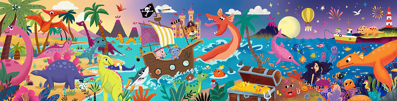 儿童拼图插画 恐龙系列（图ZMjExNDc3MDA4） - 儿童插画 - 站酷设计师鱼金金原创素材 - 站酷ZCOOL