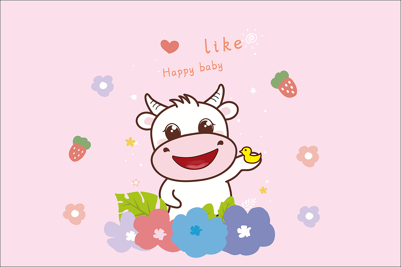 阿茹牛表情包插画贴纸手机壳卡通原创热转印烫画贴定制