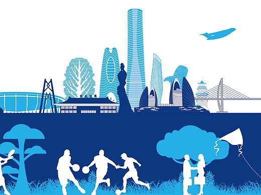 珠海城市扁平插画