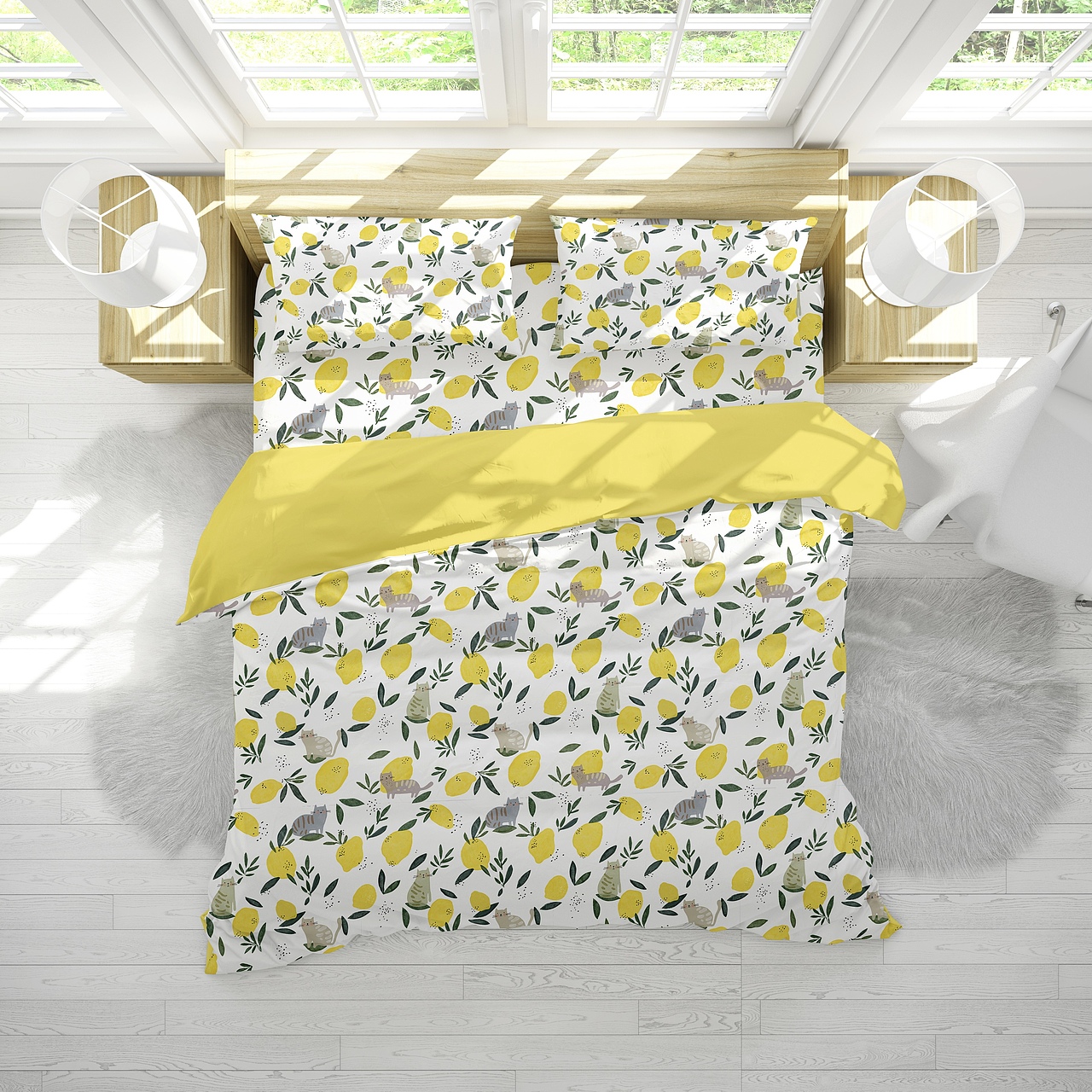 猫咪+柠檬（morning）四方连续印花图案设计（图ZMzM0ODMwNjY0） - 商业插画 - 站酷设计师HappyHayley原创素材 - 站酷ZCOOL