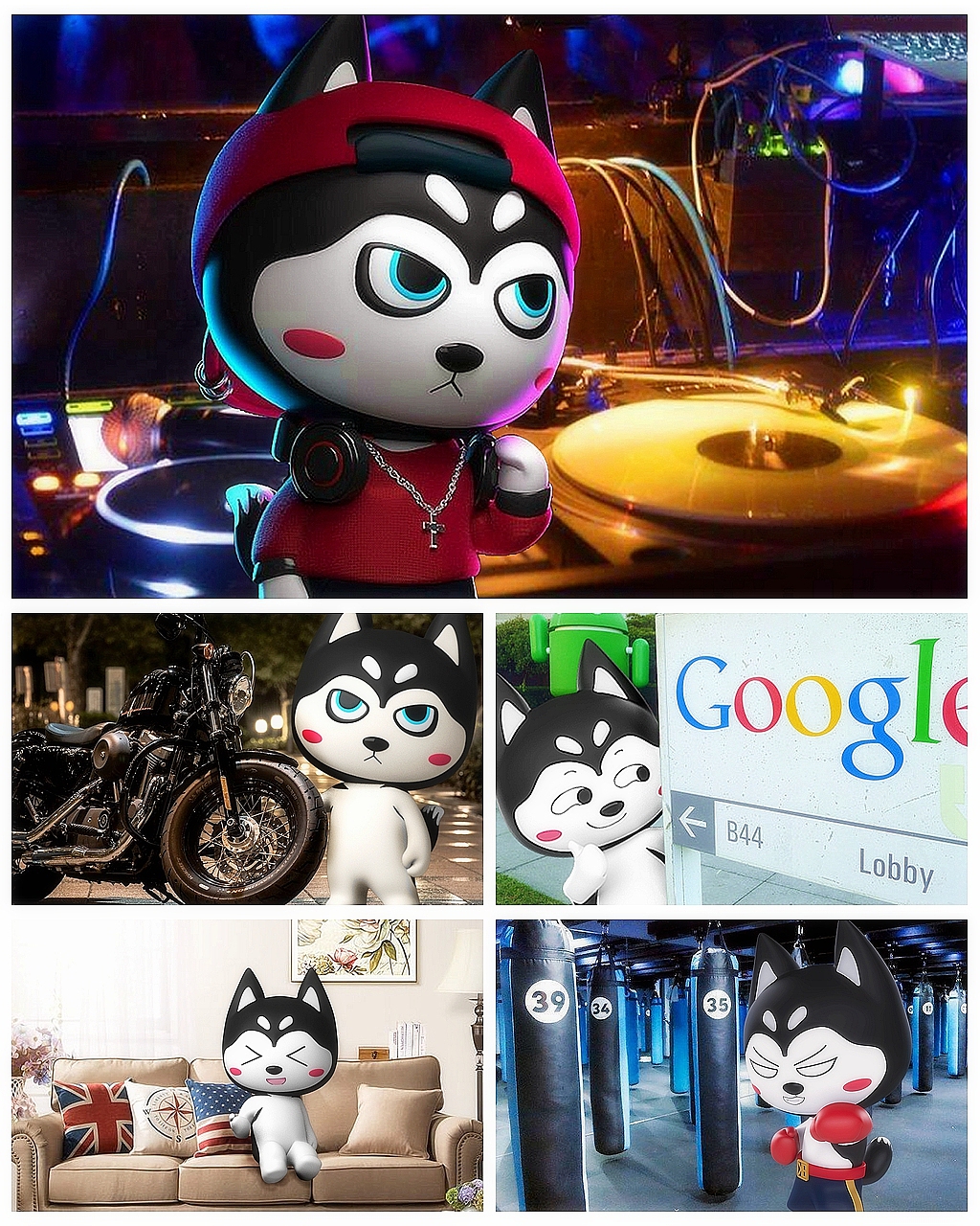 宣传用图......二哈世界旅......
各位看官,实在不好意思了,项目太大,设计和图都太多,只好抽取一部分并做成拼图形式,大家就忍受一下这无良偷懒地拼图形式吧,哈哈>3<