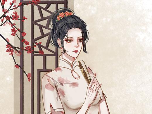 复古旗袍小姐姐-梅花