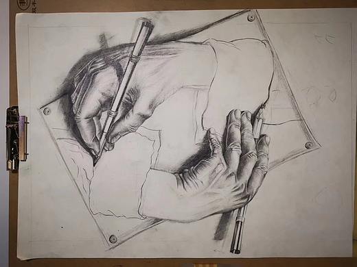 临摹埃舍尔《手画手》