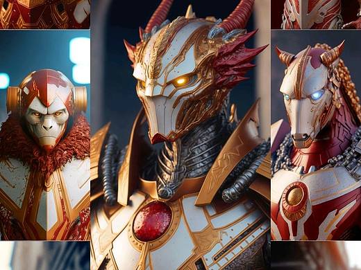 一组钢铁侠机甲风生肖