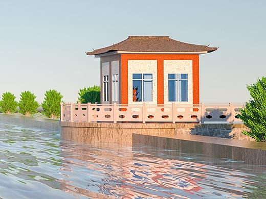c4d+oc大坝建模渲染