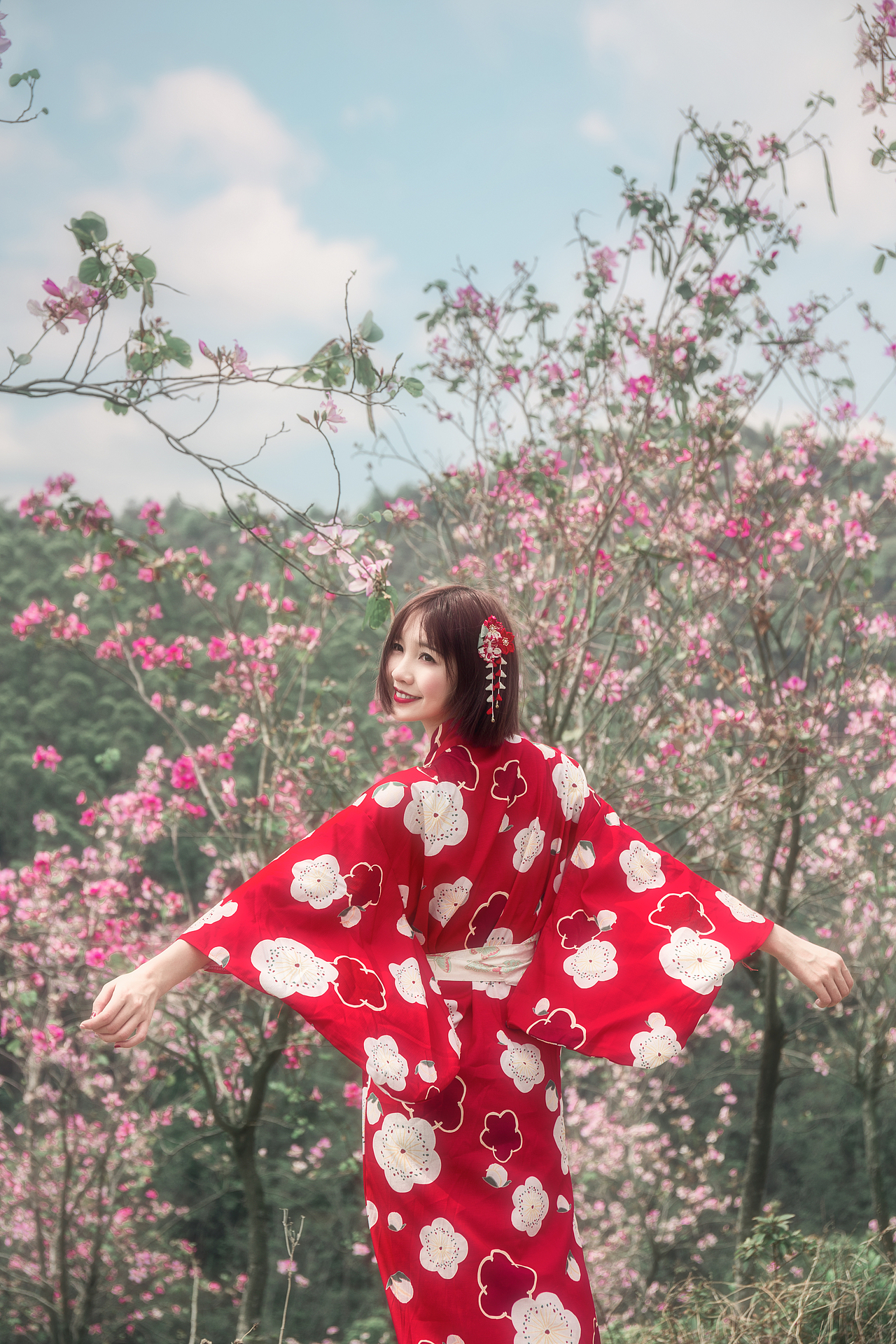 唯美柔和紫荆花人像