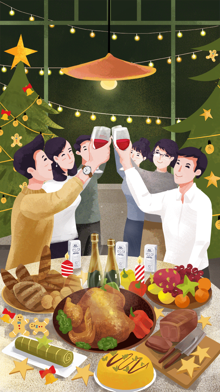 特仑苏——圣诞🎄插画（图ZMTQxMTkzNzg4） - 商业插画 - 站酷设计师张小嘿原创素材 - 站酷ZCOOL