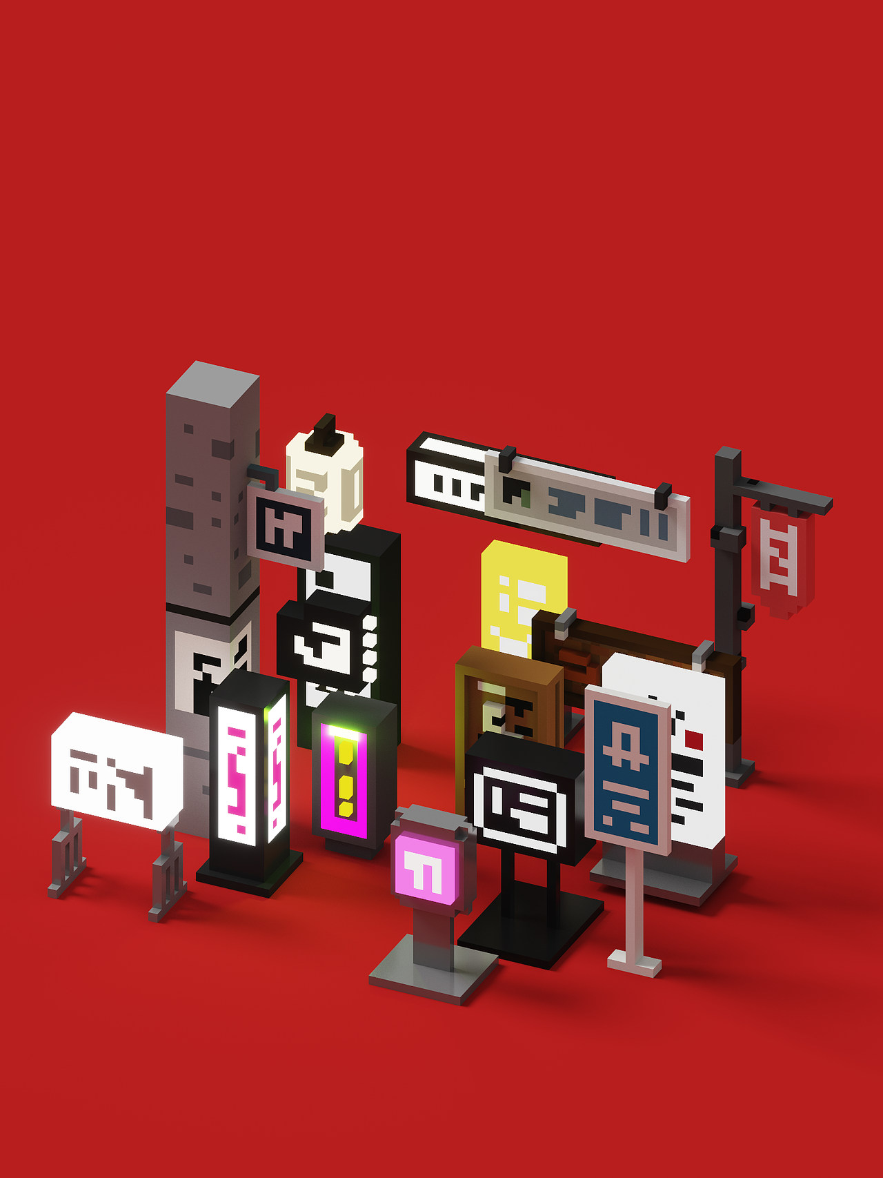 东京灯牌 magicavoxel（图ZMTQ2OTk0MjE2） - 建筑/空间 - 站酷设计师mrtoy47原创素材 - 站酷ZCOOL