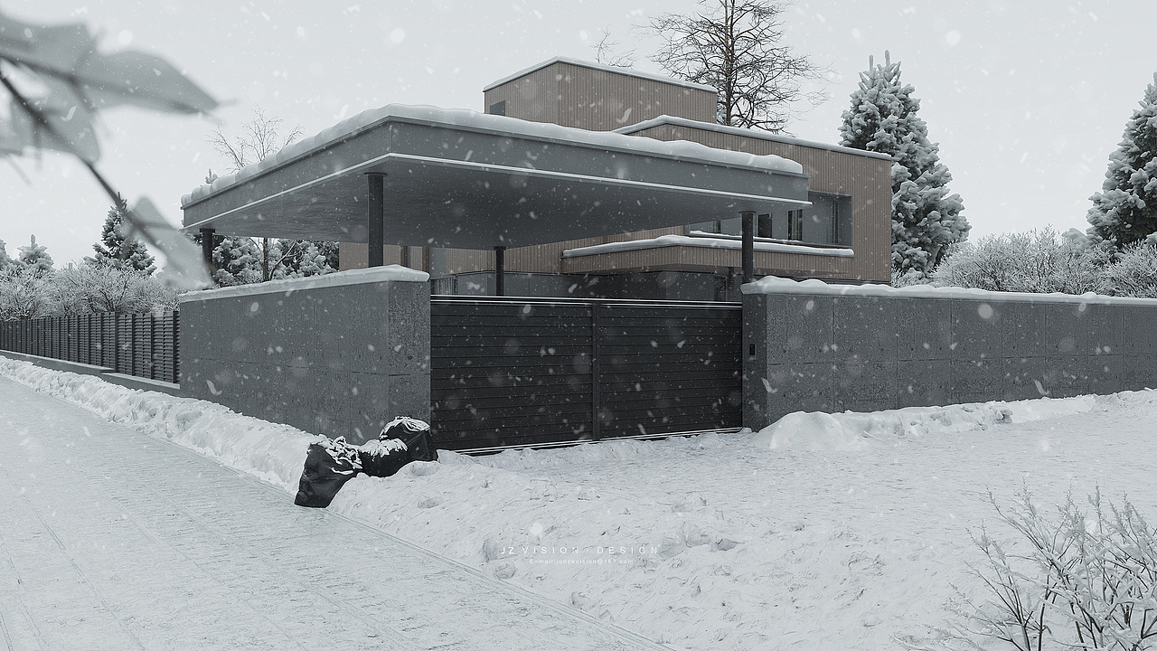 2021夏至_室外雪景渲染表现（图ZMjU5NjUyMzky） - 建筑设计 - 站酷设计师INZ_VISION原创素材 - 站酷ZCOOL