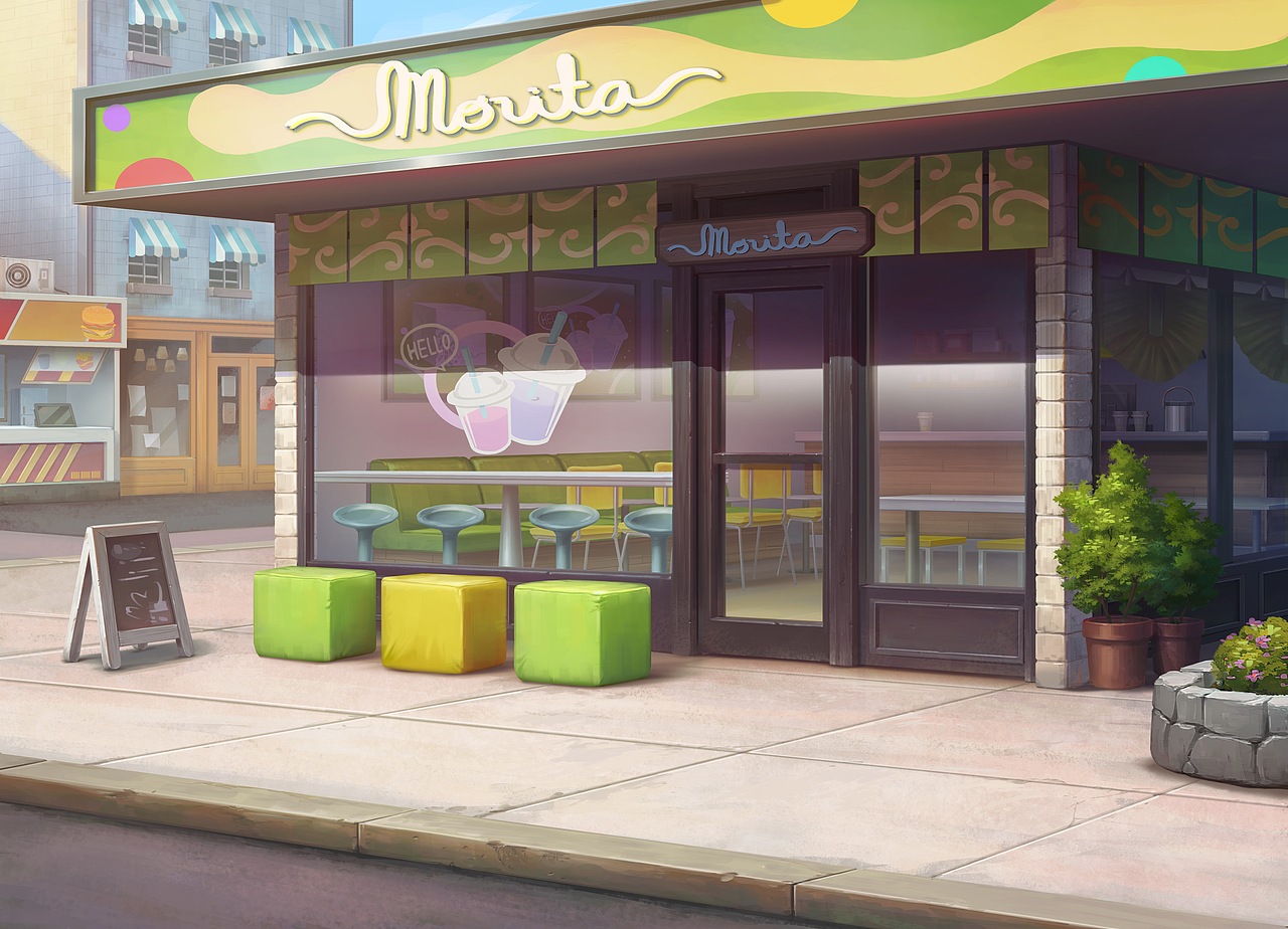 奶茶店|插画|游戏原画|燕玄菱_原创作品-站酷zcool