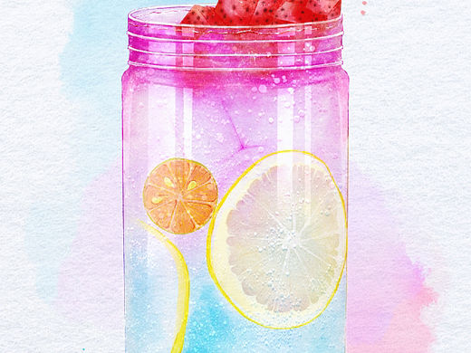 水彩饮品插画