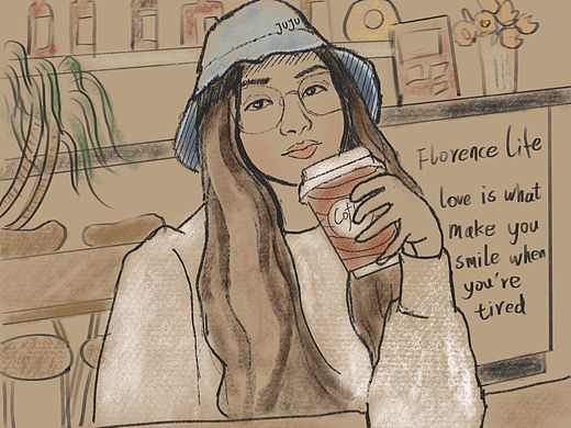 咖啡馆自画像 假装自己坐在自己的对面