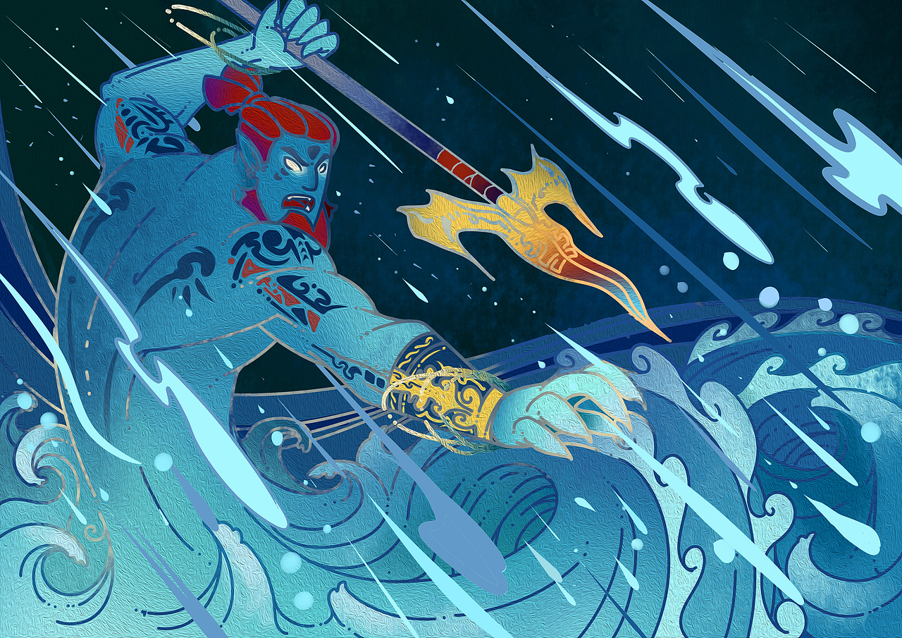 古神绘系列插画水神共工