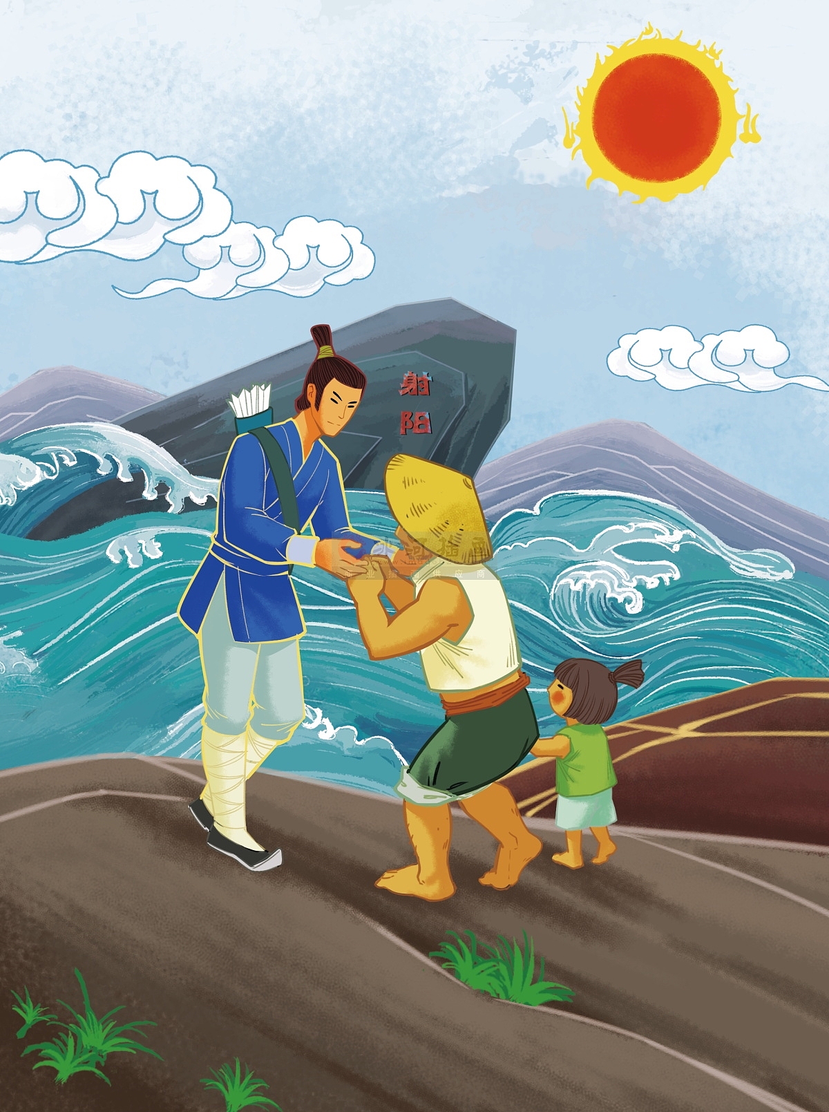 传统文化国学蒙学启蒙读物绘本后羿射日|插画|儿童插画|汉图文化公司