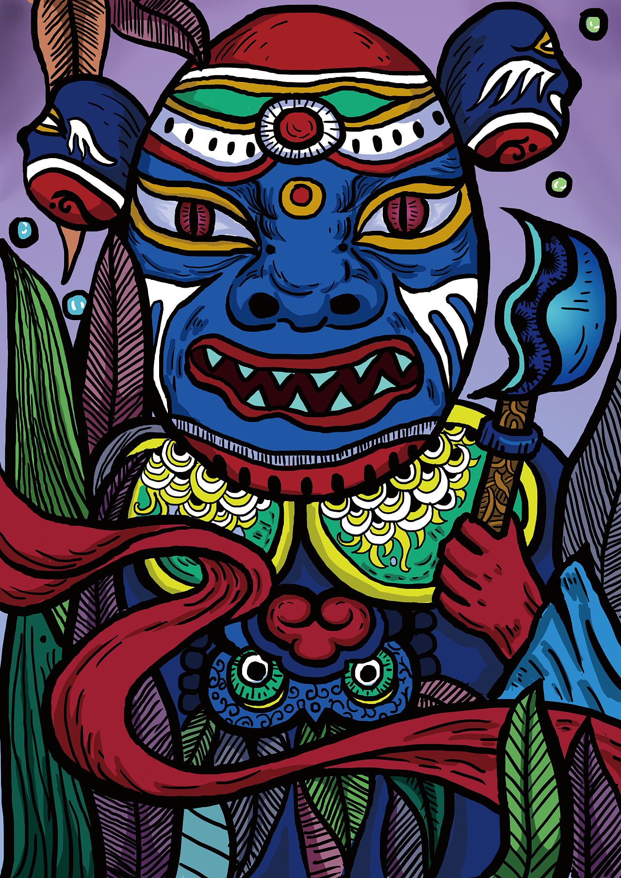 一年前画的,参考了一些插画,自己还是很喜欢这种风格!