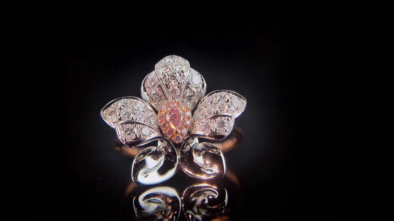 蝴蝶兰粉钻戒指