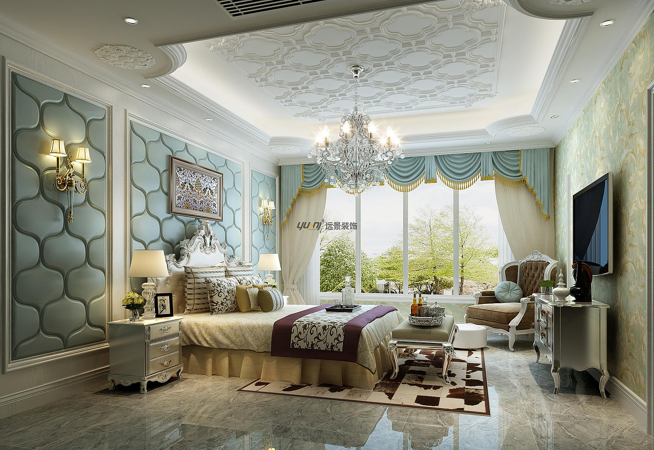 重庆清水溪别墅装修设计效果图-法式风格远景装饰