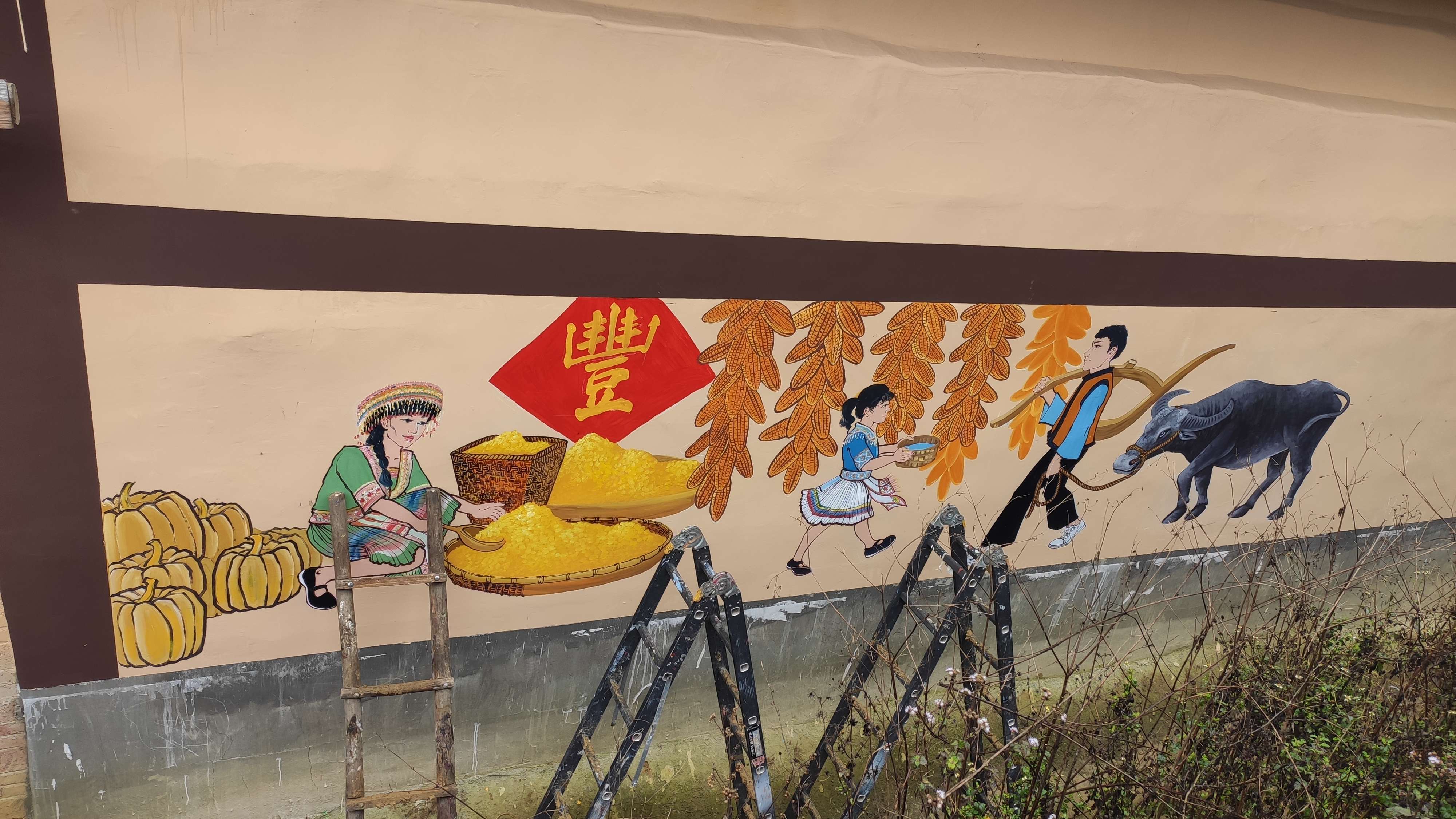 苗族风俗墙绘壁画图片图片