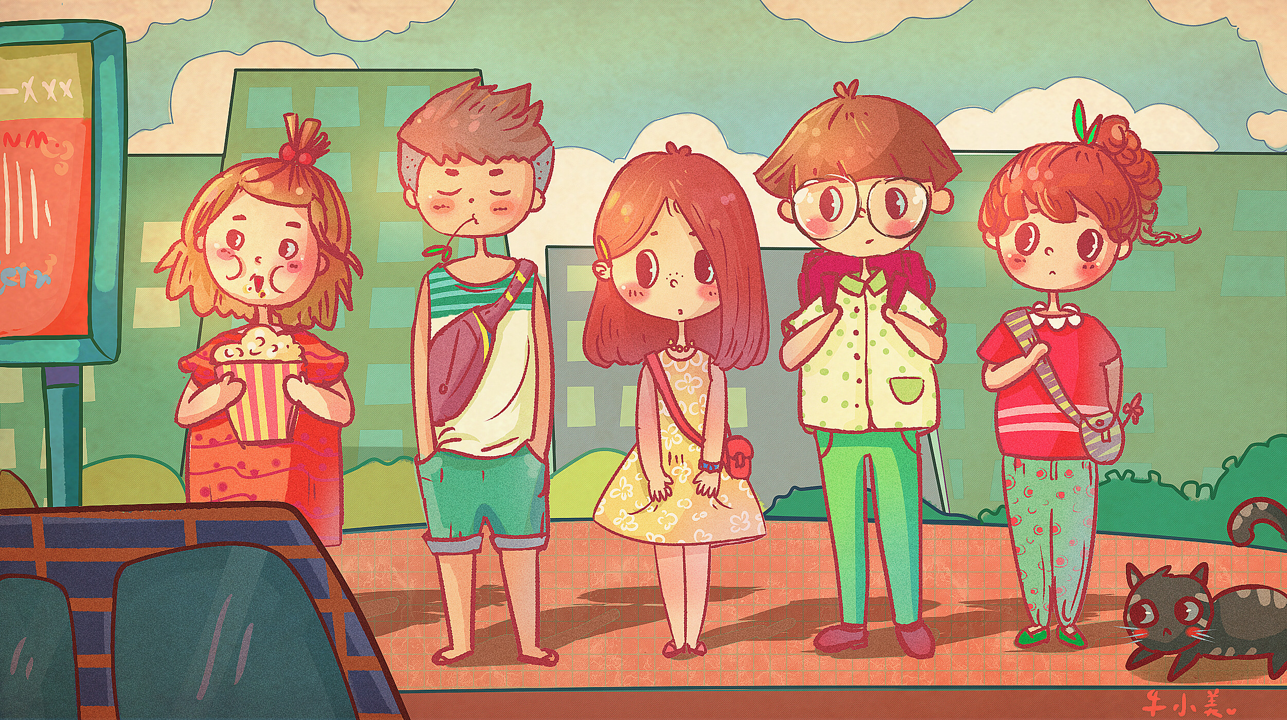 画风略傻~排排站