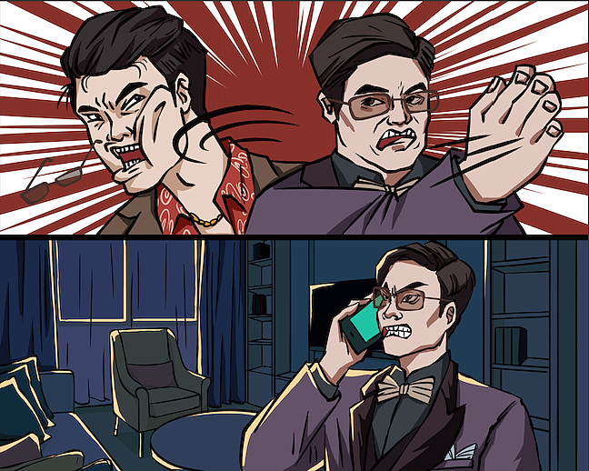 【商稿】喜剧悬疑舞台剧《低智商犯罪》舞美道具插画