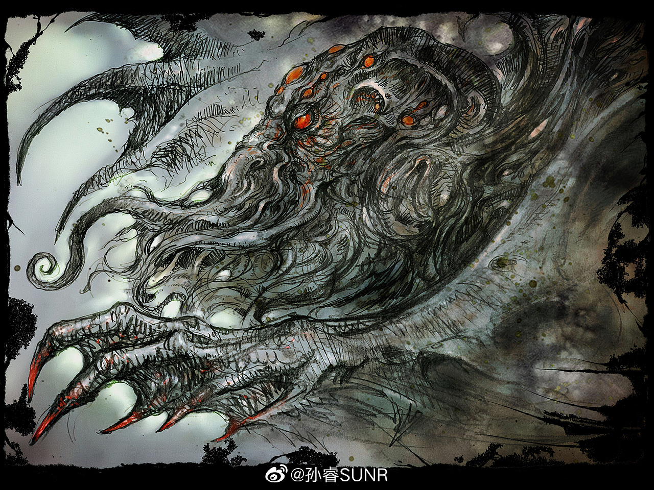 《克苏鲁化身》草图小稿合集（图ZMjAzNTA1OTMy） - 商业插画 - 站酷设计师孙睿SUNR原创素材 - 站酷ZCOOL