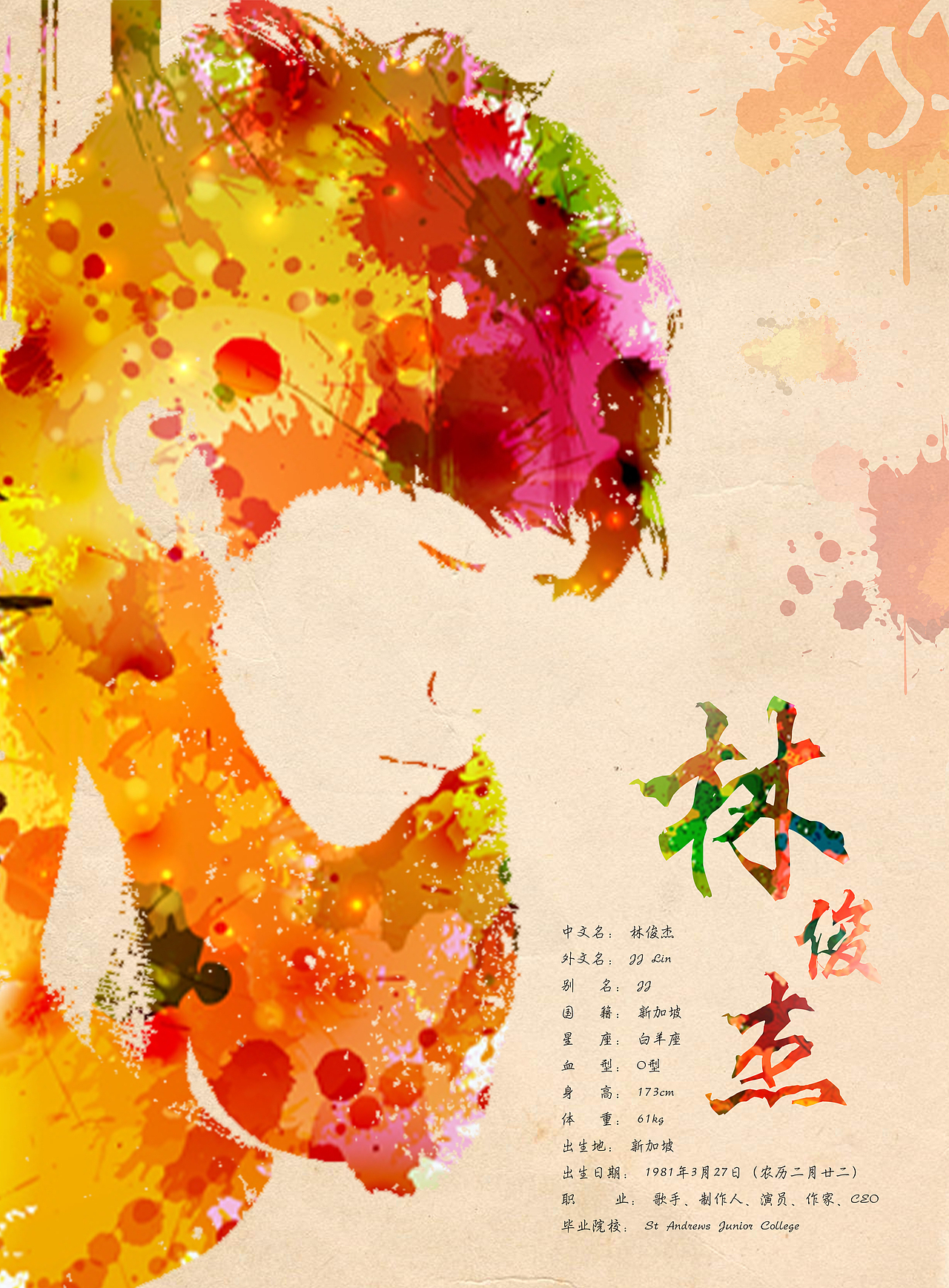 林俊杰的个人简介海报设计（图ZMjY4NjcyNjA=） - 其他平面 - 站酷设计师vinceliuice原创素材 - 站酷ZCOOL