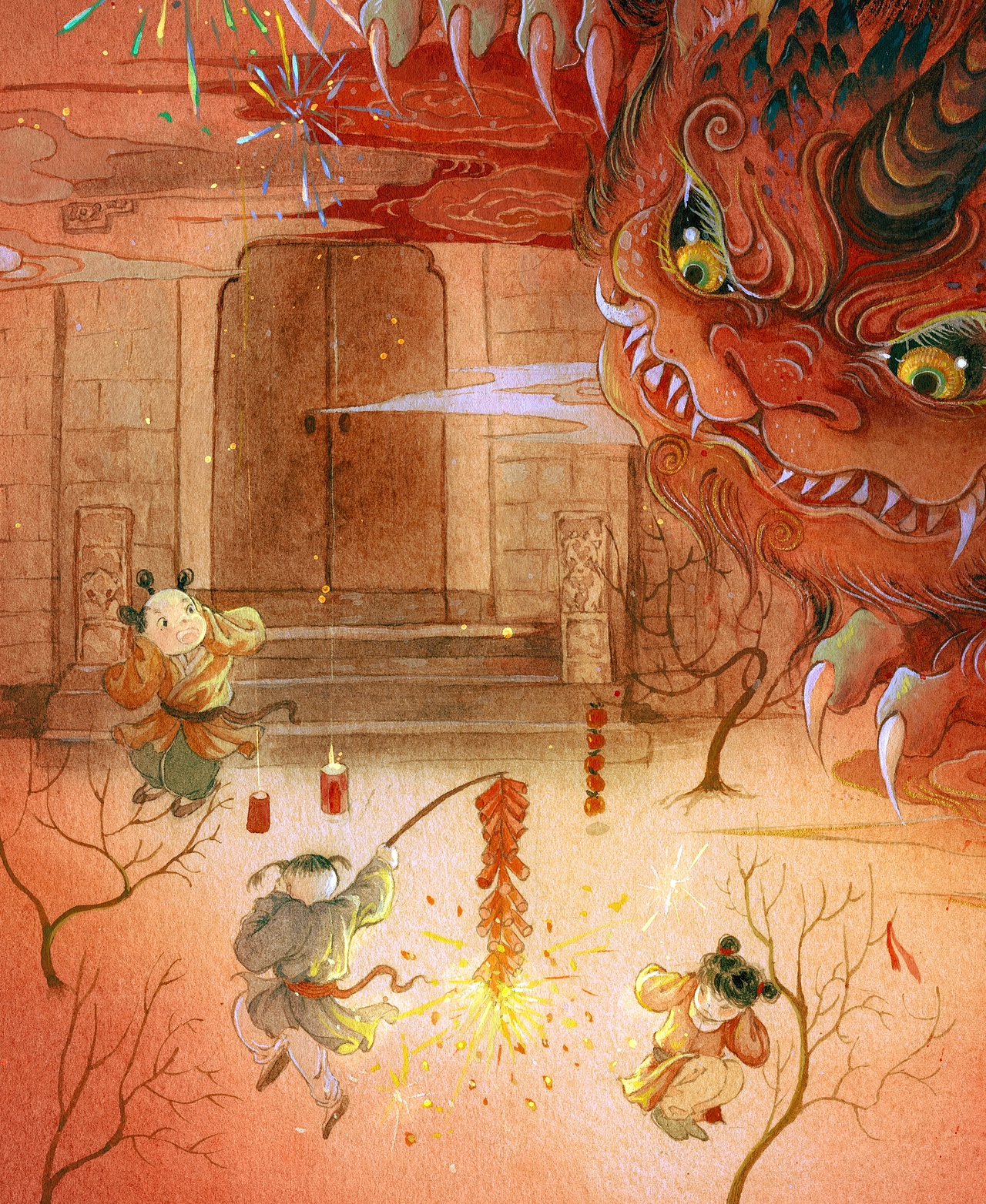 打年兽（图ZMjQyNTA0NDky） - 商业插画 - 站酷设计师鹿溟山原创素材 - 站酷ZCOOL