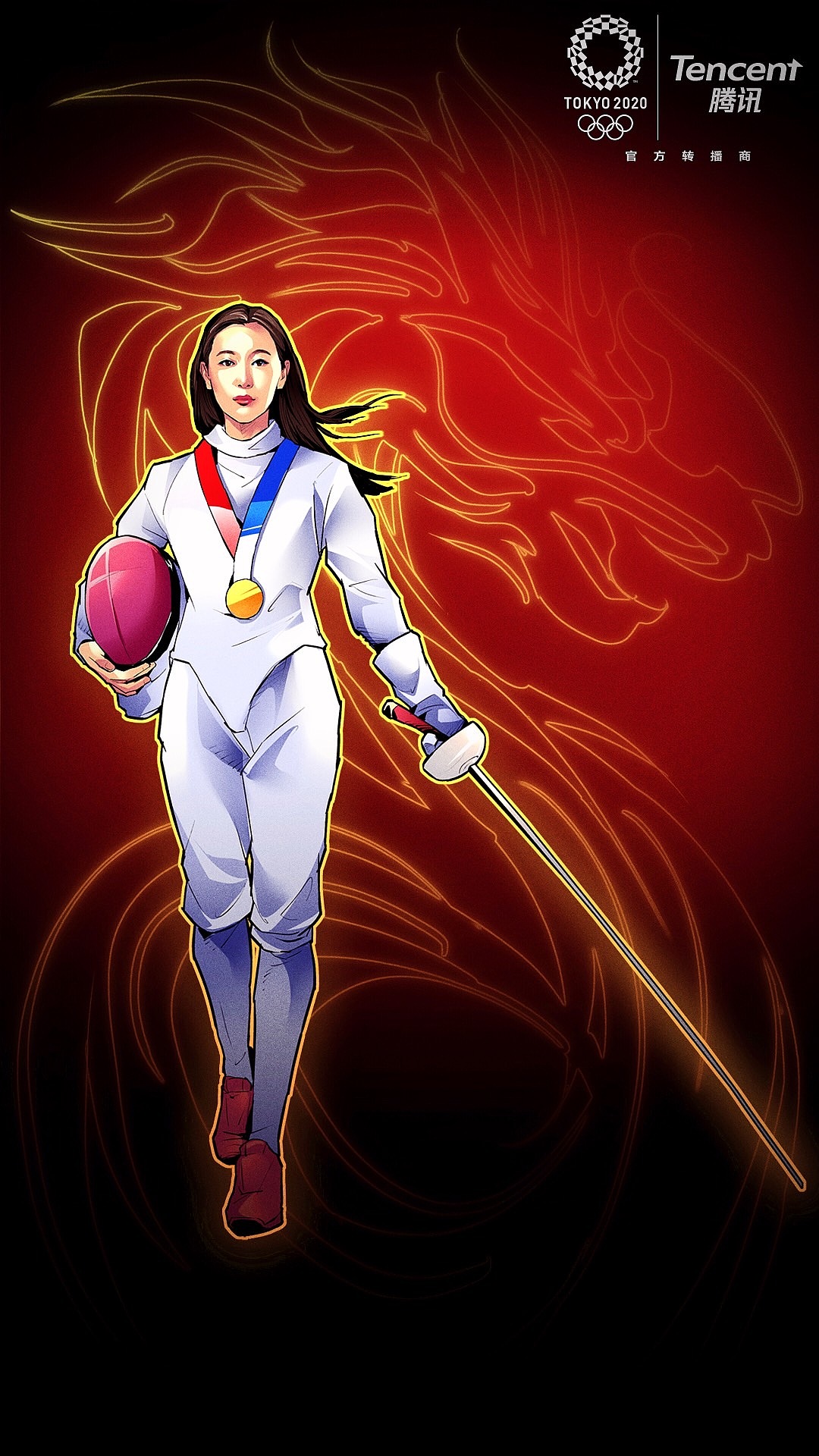 腾讯2021东京奥运会插画海报_acebang-站酷zcool