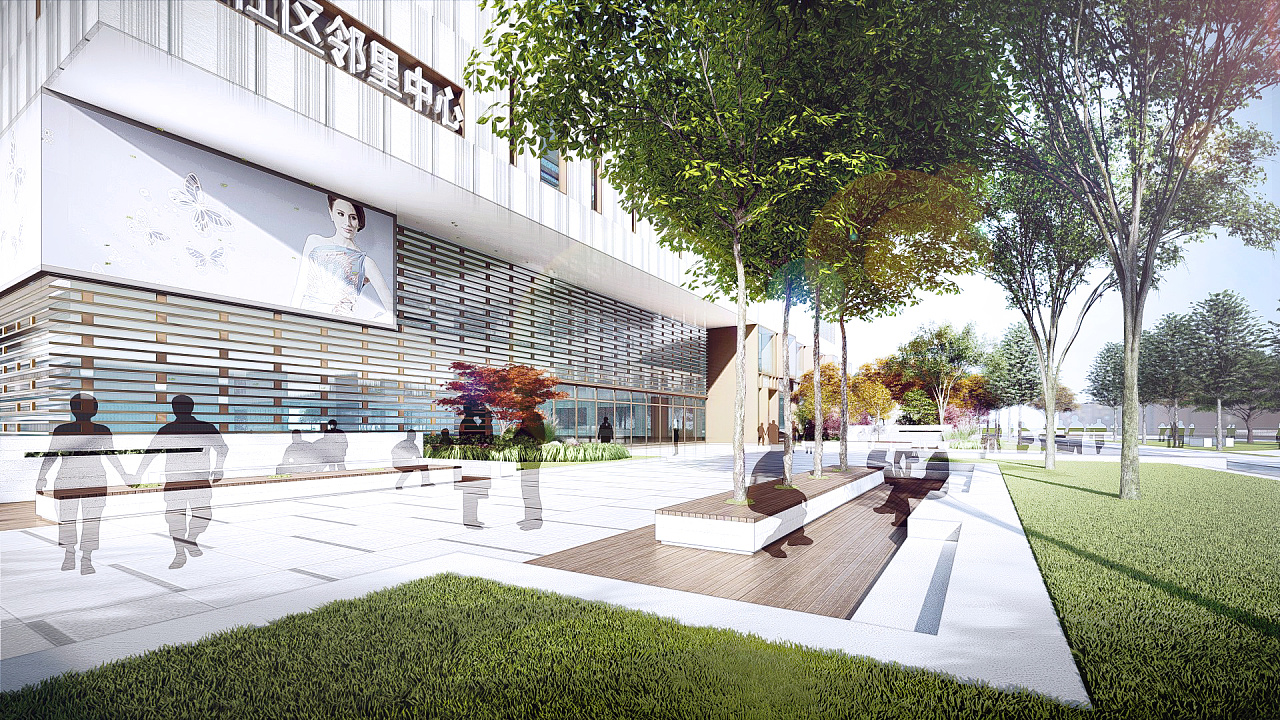 邻里中心景观设计 lu8出图|三维|建筑/空间|梁西凹 - 原创作品 - 站酷