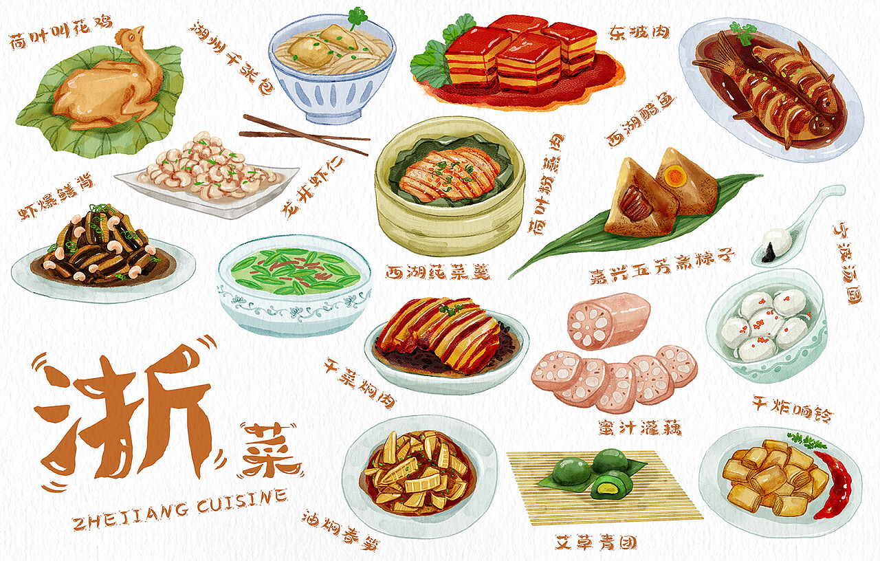 手绘八大菜系