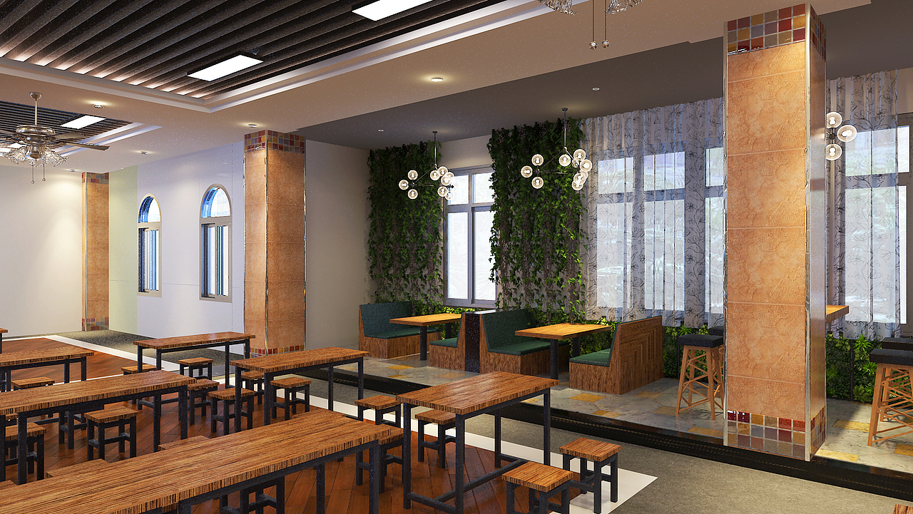 某學(xué)院一食堂效果圖方案（圖ZMTExMTUzNTI0） - 家裝設(shè)計 - 站酷設(shè)計師熊熊的筆記原創(chuàng)素材 - 站酷ZCOOL